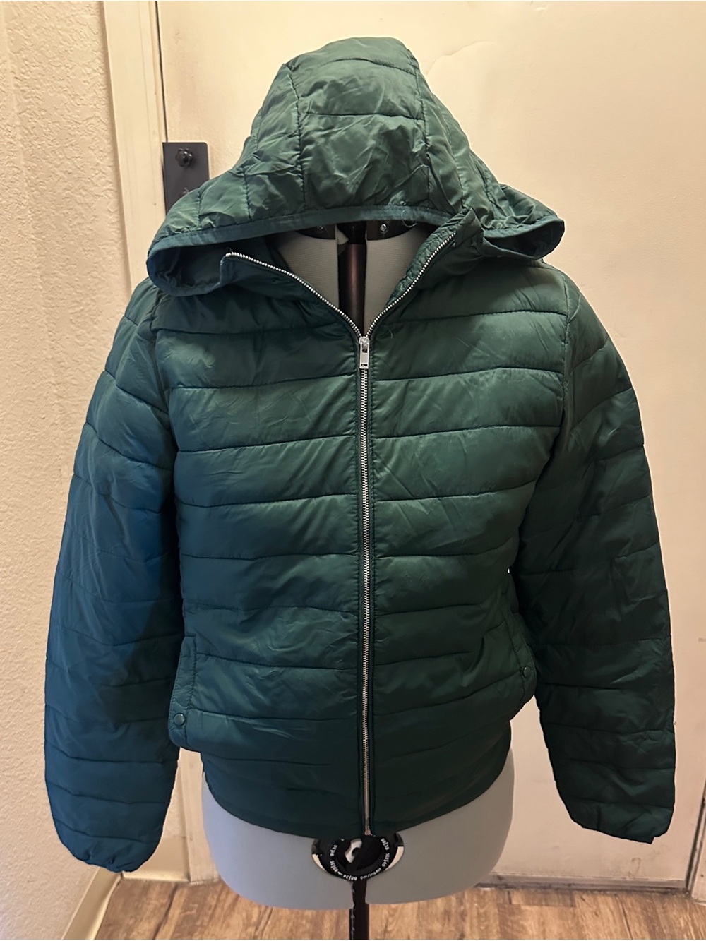 Pull&Bear Hooded Quilted Puffer Jacket - Green
